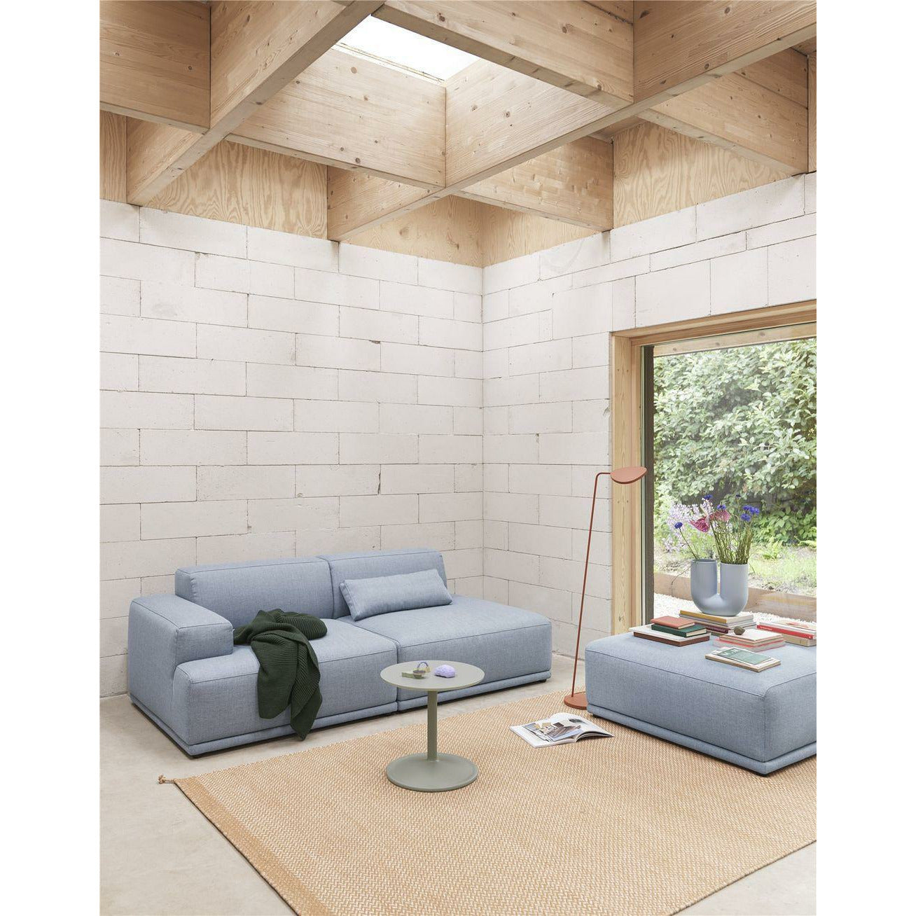 Muuto Connect Soft Modular 2-Sitzer Sofa Konfiguration 2, Grau (Re Wool 128)