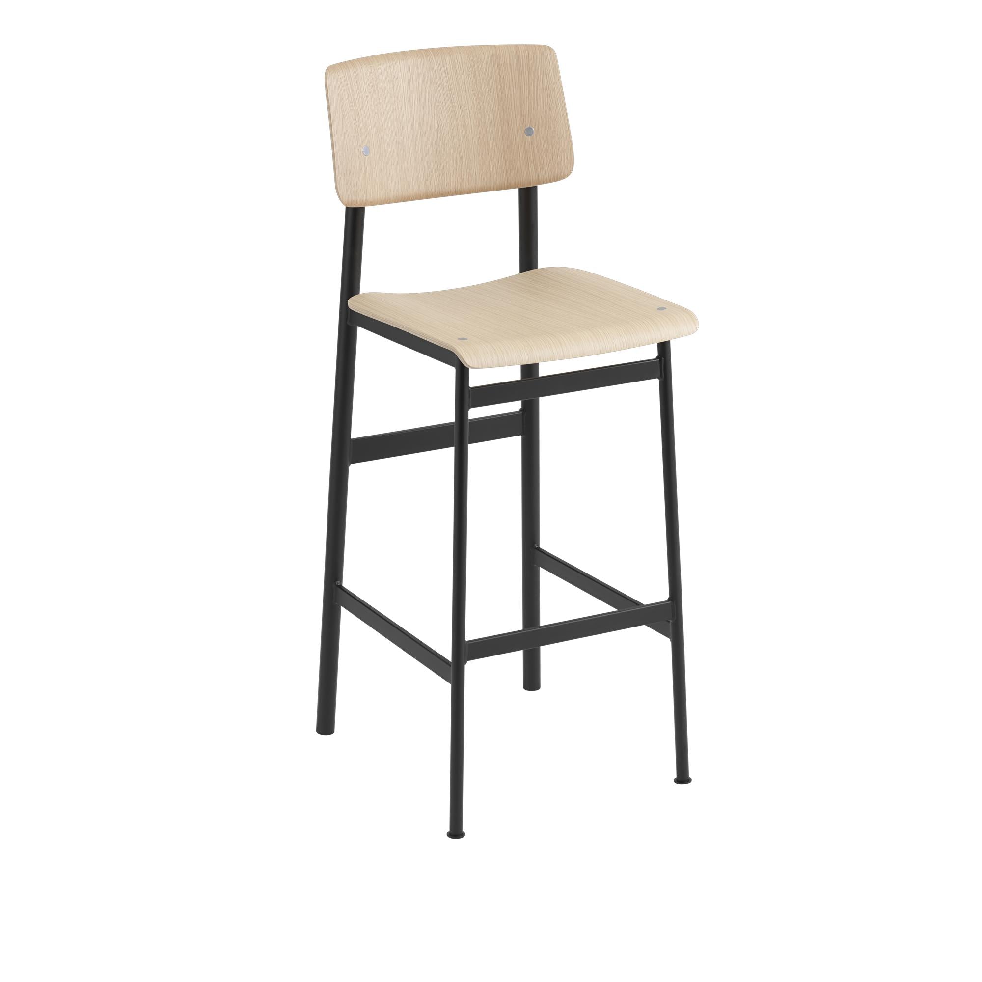 Muuto Loft Bar Chair Oak, H 75 cm, zwart/eiken