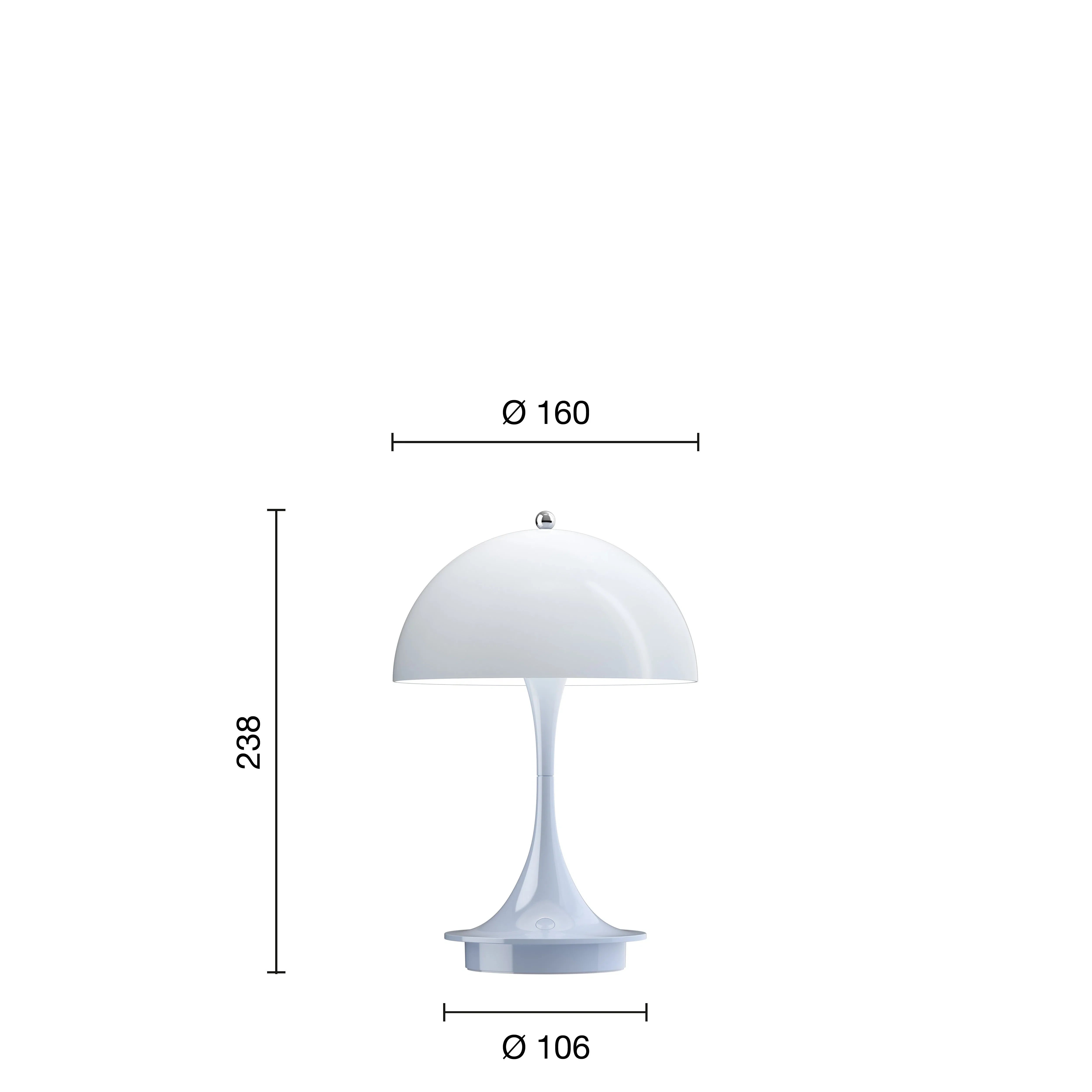 Louis Poulsen Panthella 160 draagbare tafellamp, lichtblauw