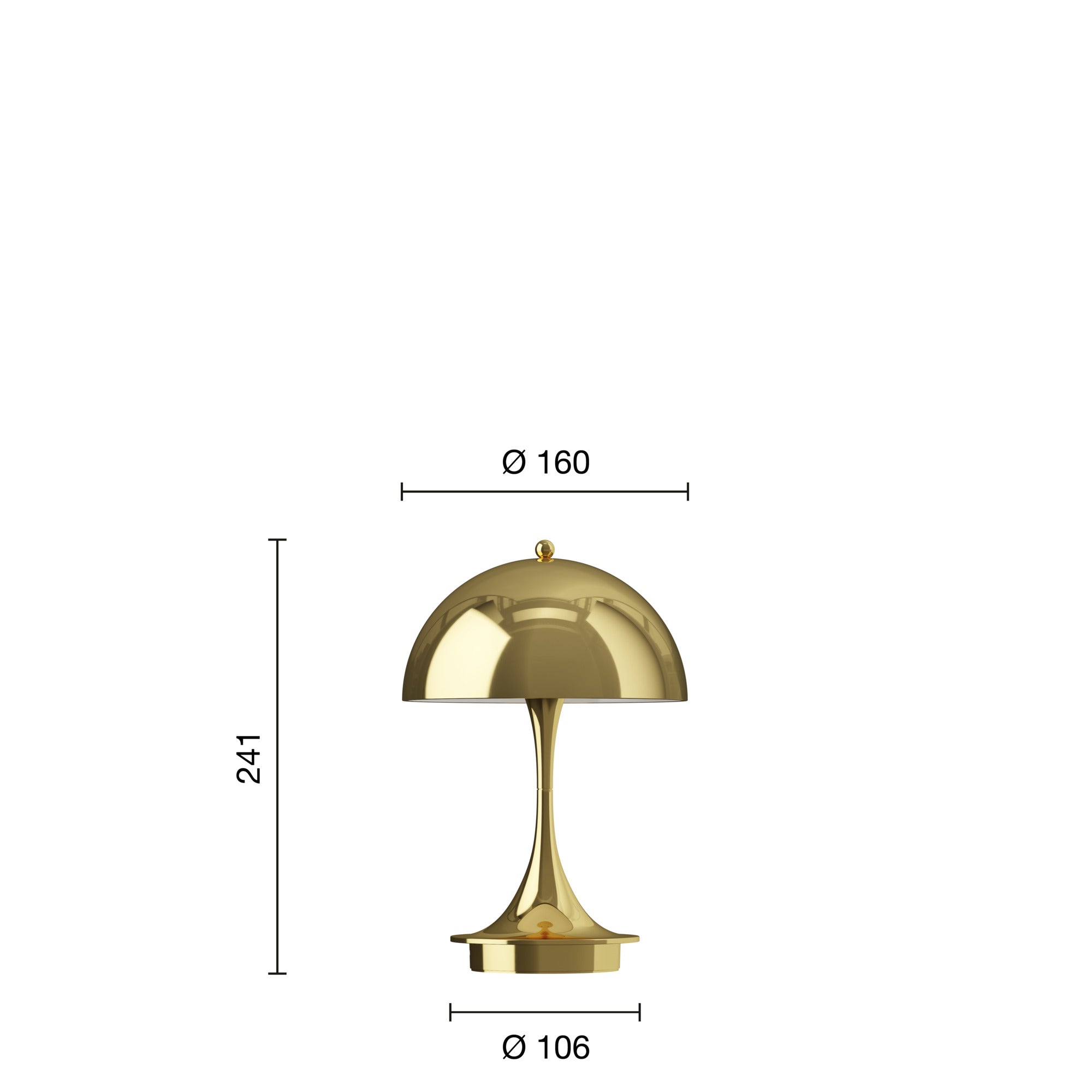 Panthella 160 Portable Table Lamp, Brass Metallised