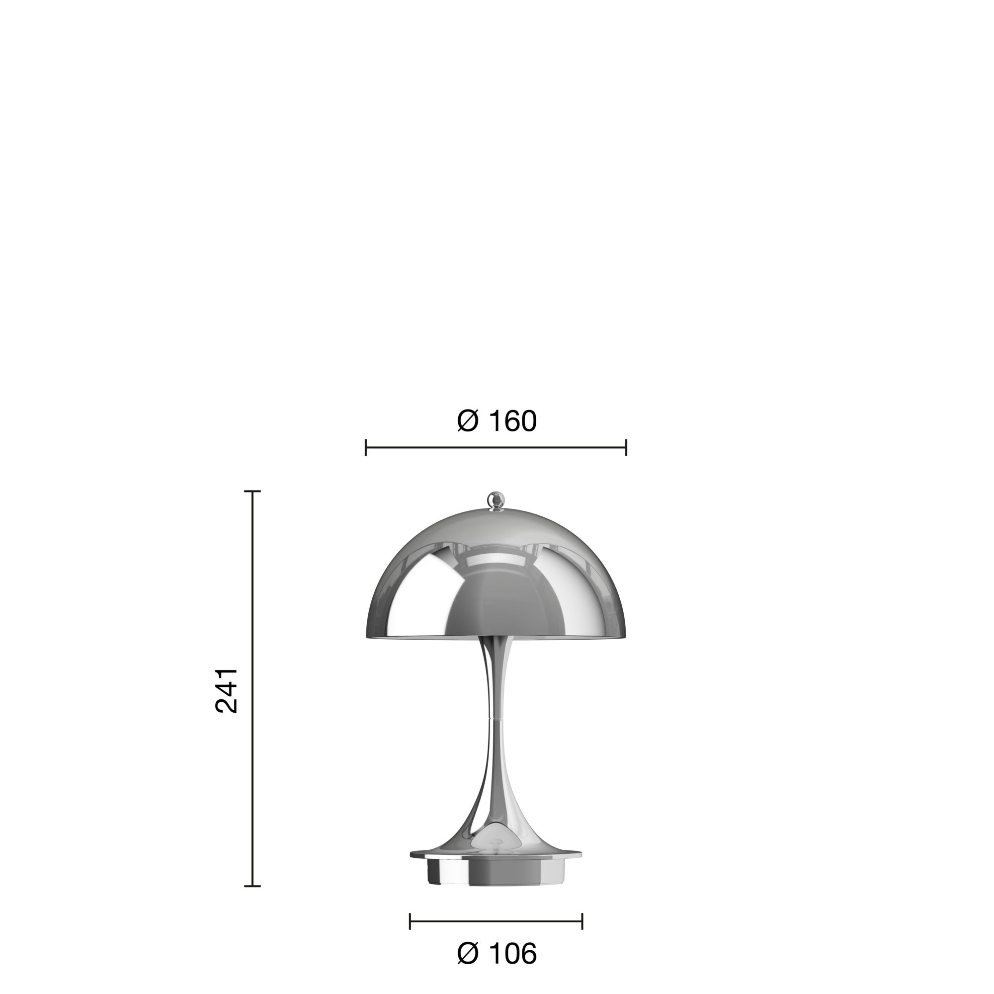 Panthella 160 Portable Table Lamp, High Lustre Chrome Plated