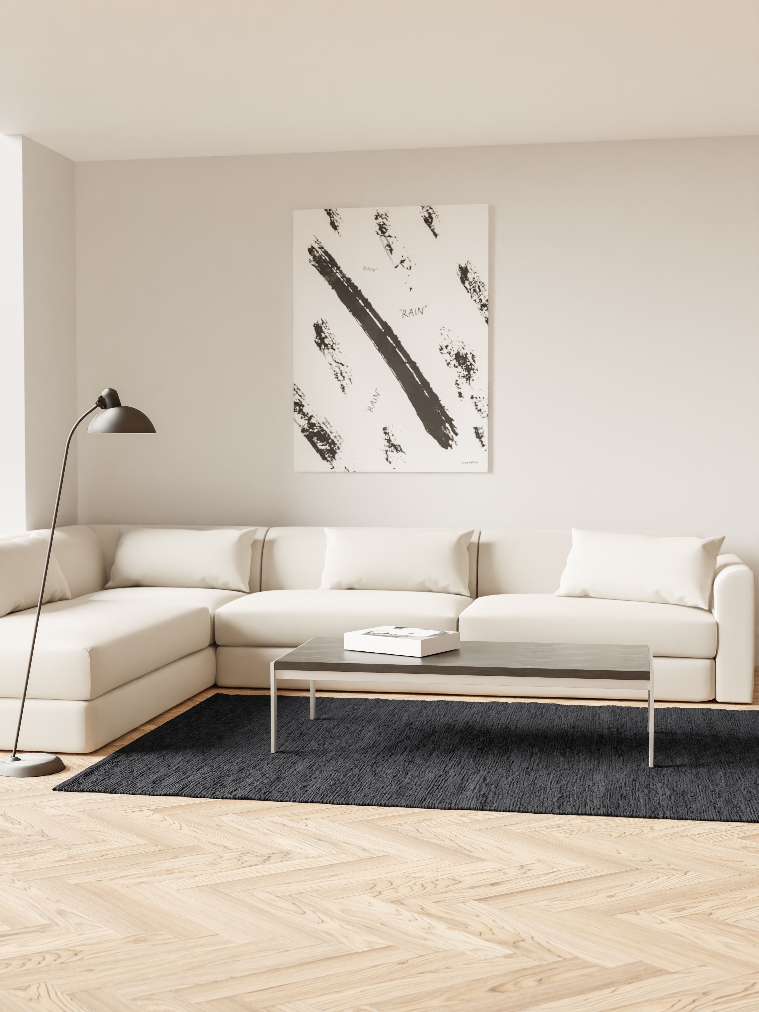 Rug Solid Katoenen tapijt 60 x 90 cm, houtskool