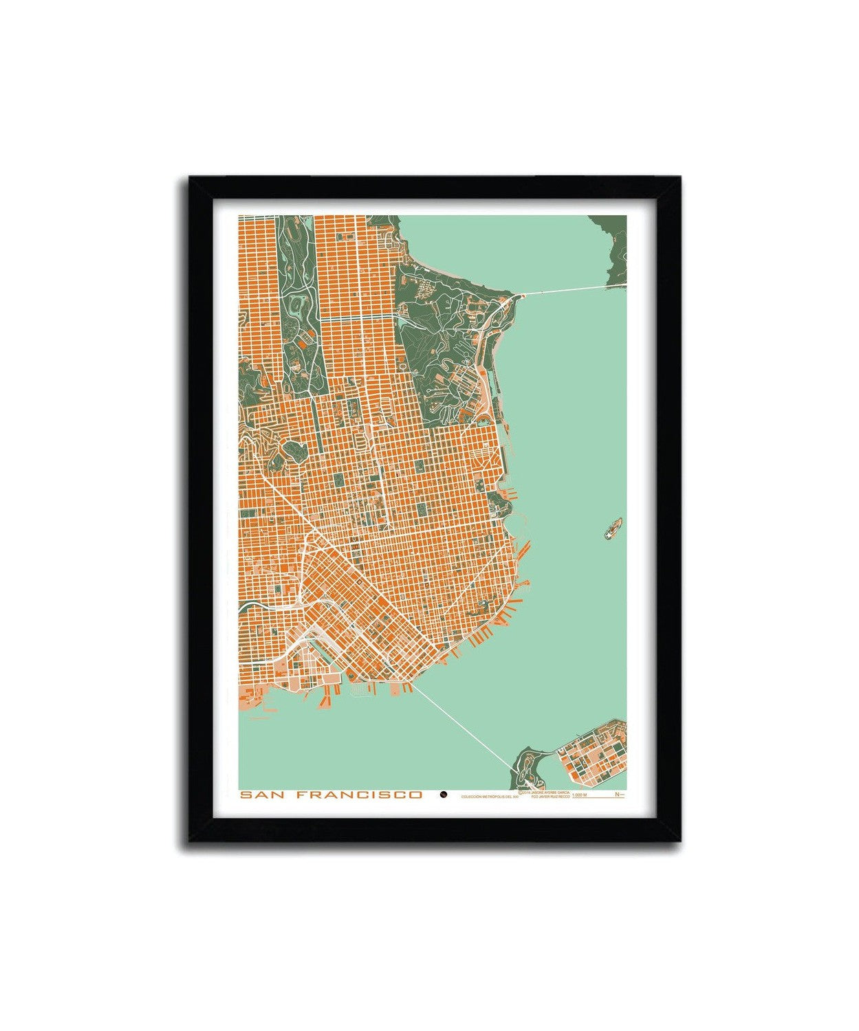 Affiche San Francisco Orange von Planos Urbanos