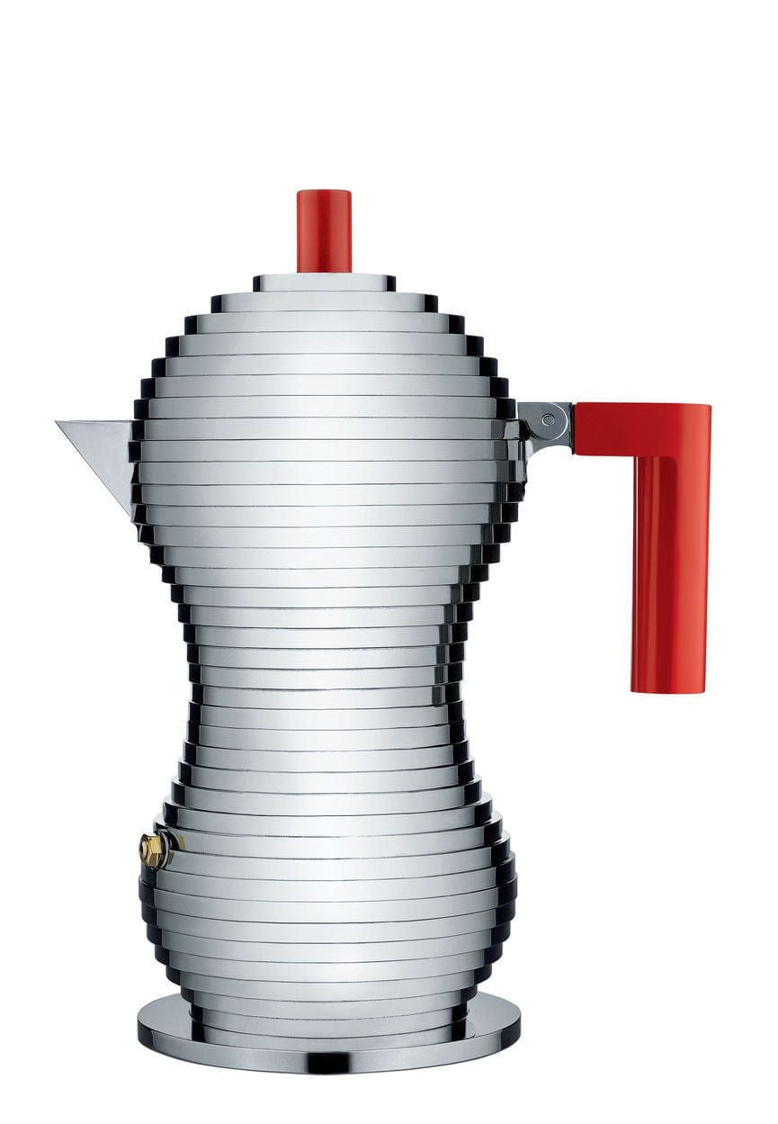 [product_category]-Alessi Pulcina Espresso Maker 3 Cups, Aluminium/Red-Alessi-8003299388073-MDL02/3 R-ALE-8