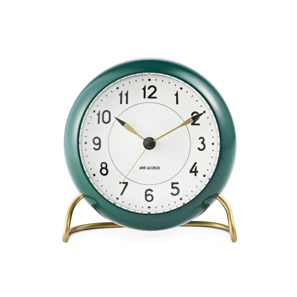 [product_category]-Arne Jacobsen Station Table Clock With Alarm, Green-Arne Jacobsen-5709513436775-43677-ARN-5