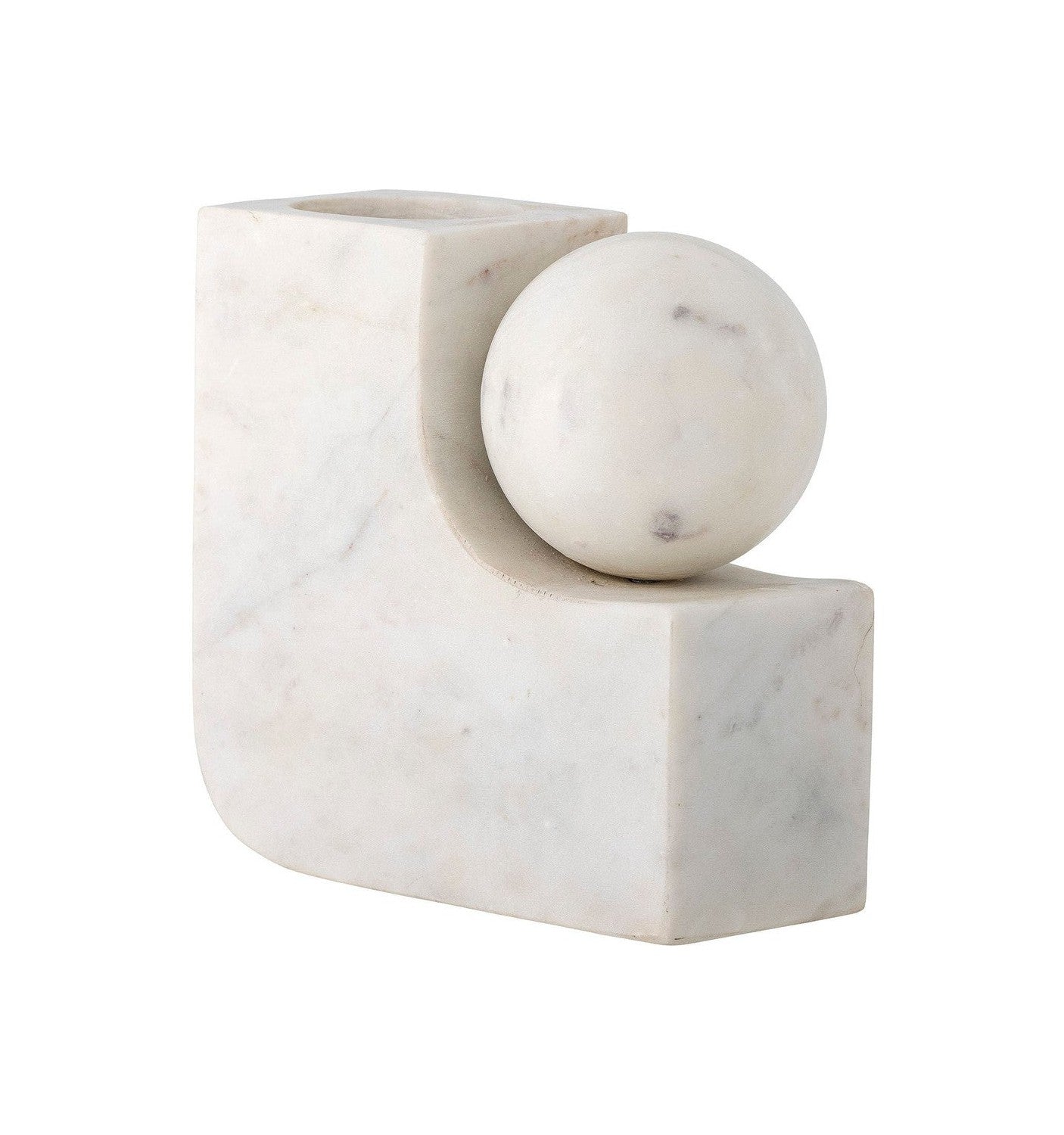 Bloomingville Abbelin Candle Holder, White, Marble