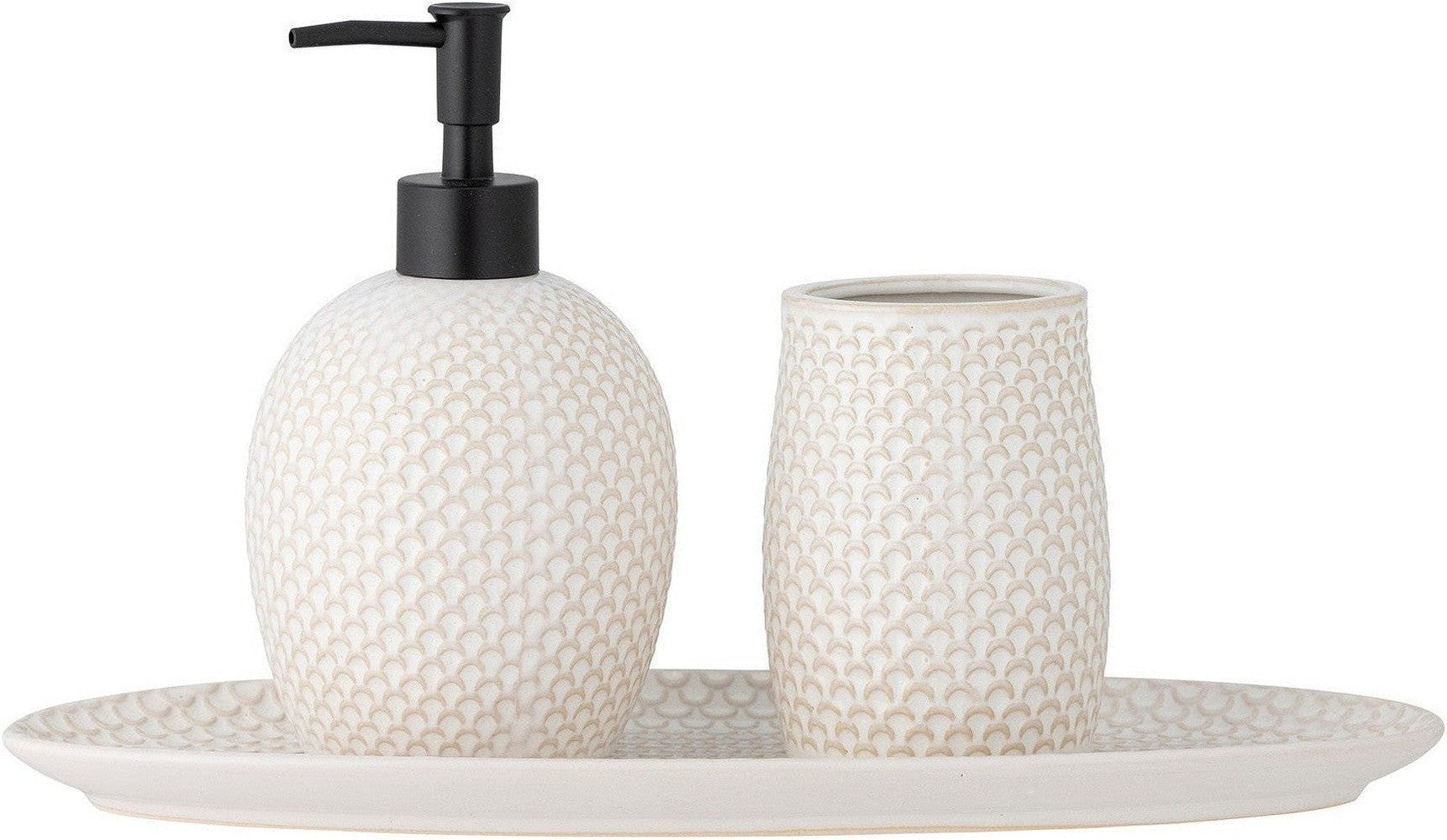 [product_category]-Bloomingville Hrin Soap Dispenser Set, Nature, Stoneware-Bloomingville-5711173304189-82058383-BLO-1