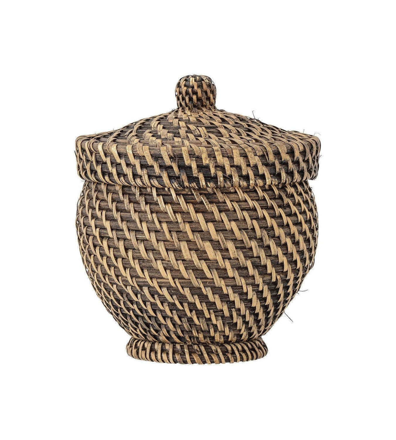 Bloomingville Leoonie Basket w/Lid, Black, Rattan