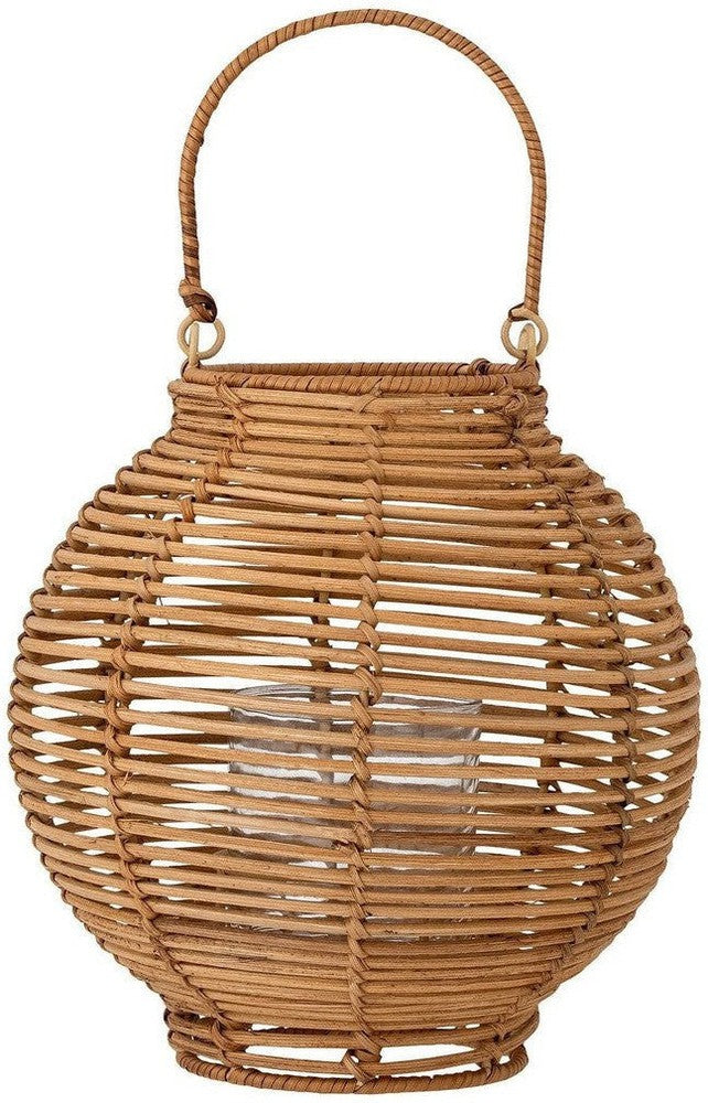 Bloomingville Malua Lantern W/Glass, Nature, Rattan