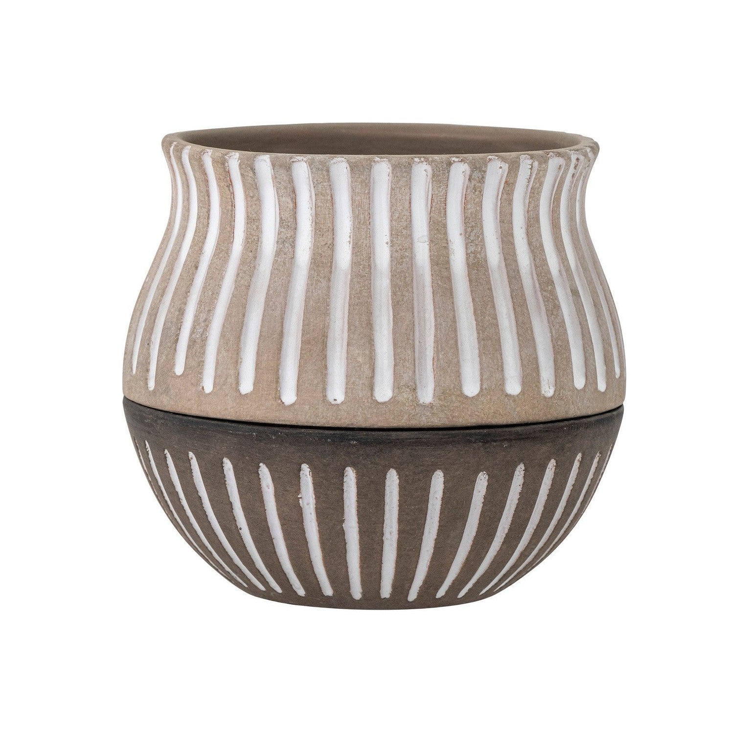 Bloomingville Neliya Flowerpot w/Saucer, Grey, Terracotta