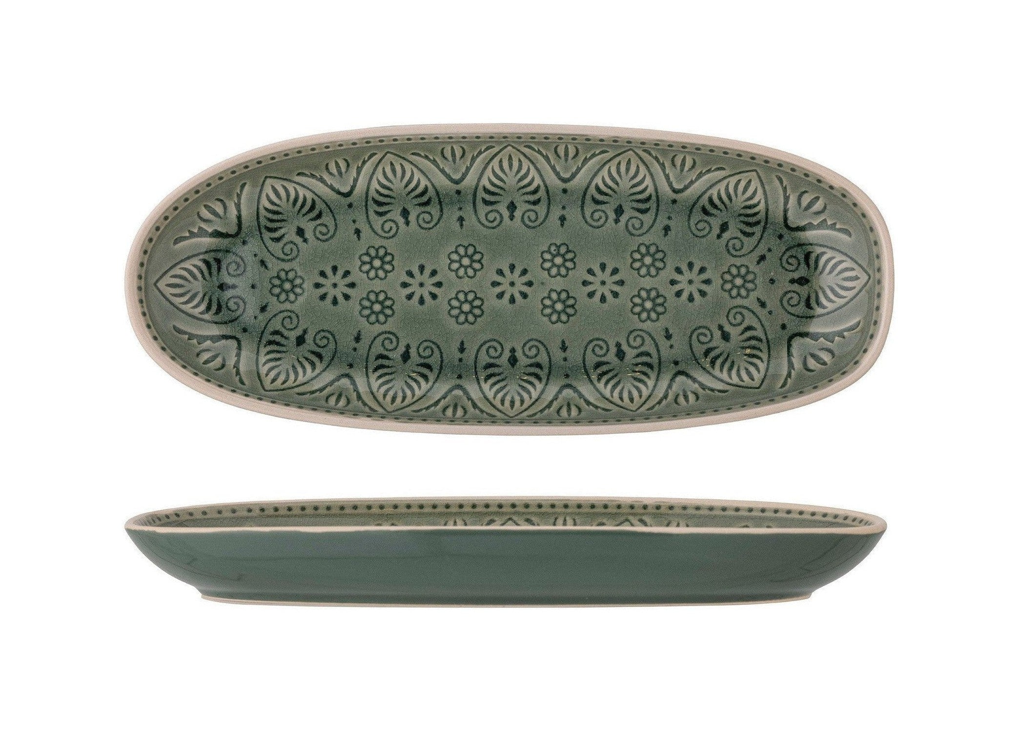 [product_category]-Bloomingville Rani Serving Plate, Green, Stoneware-Bloomingville-5711173295210-82057462-BLO-1