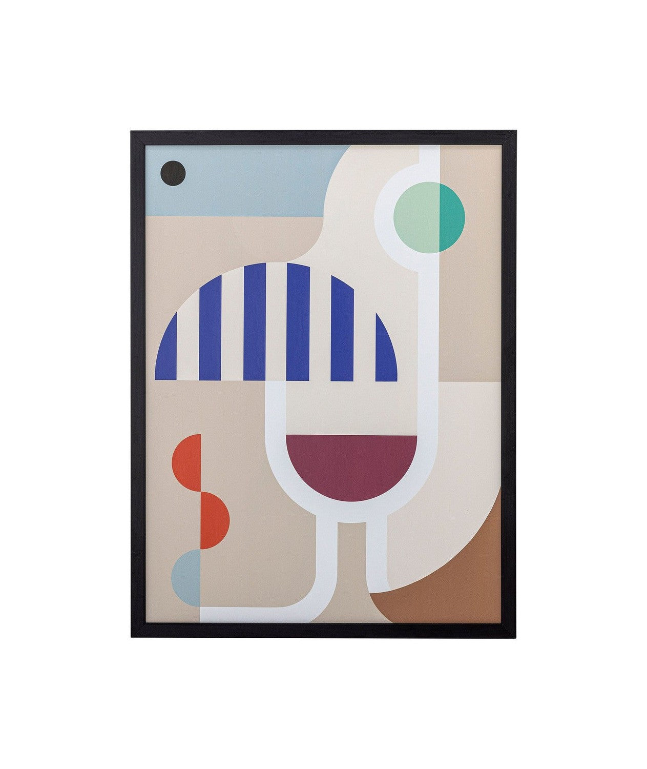 Bloomingville Wine Illustration w/ Frame, Black, Pine