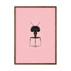  Ant Classic Poster Dark Wood Frame A5 Pink Background