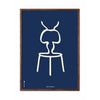  Ant Line Poster Frame Made Of Dark Wood 30x40 Cm Blue Background