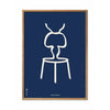  Ant Line Poster Frame Made Of Light Wood 50x70 Cm Blue Background