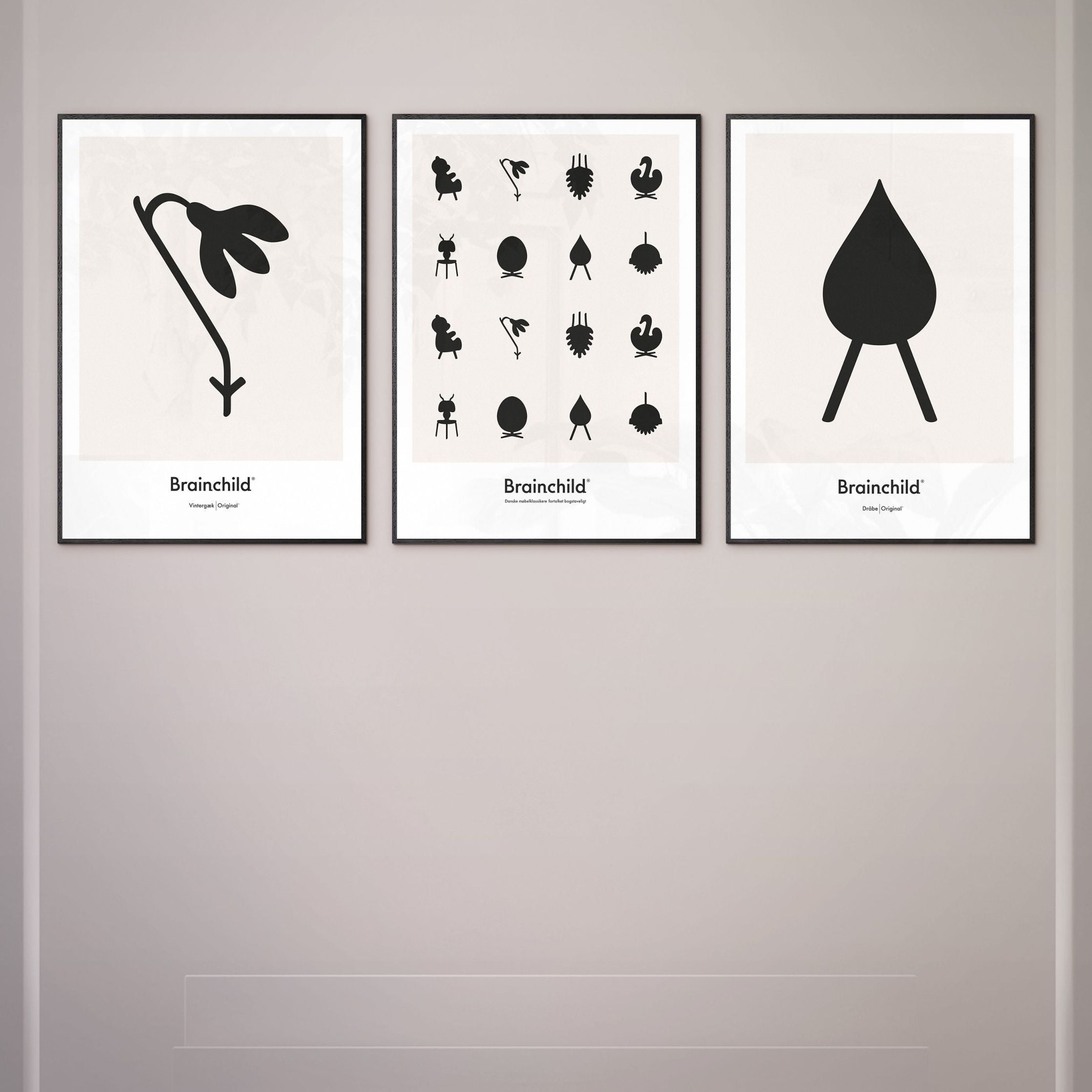 [product_category]-Brainchild Design Icon Poster, Brass Frame 30 X40 Cm, Grey-Brainchild-IG-00002-D-BRA-3