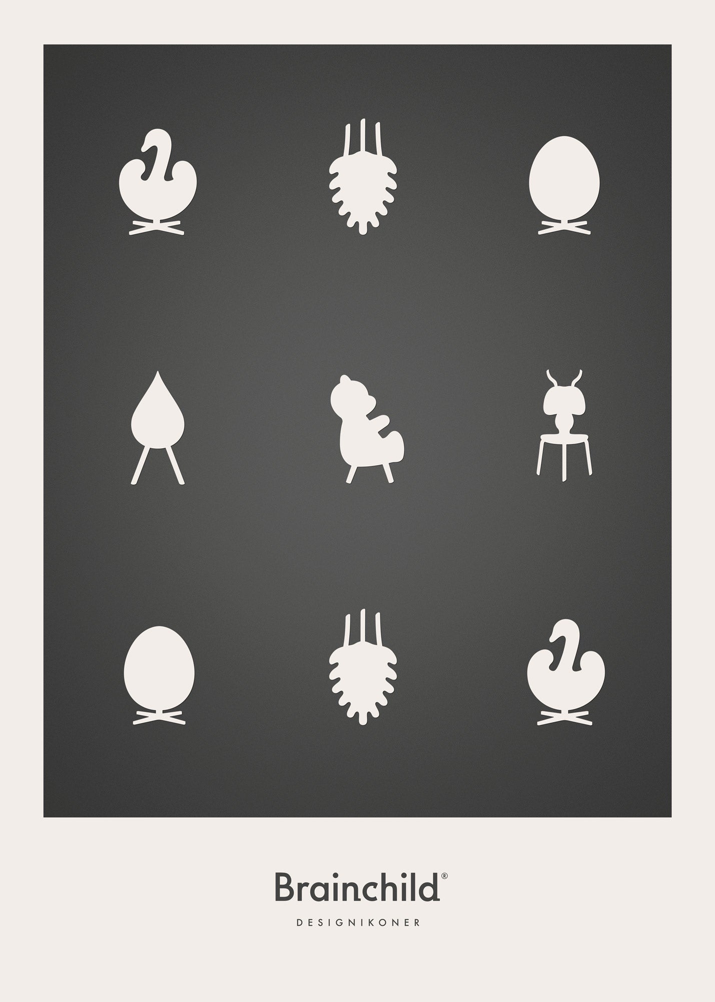 [product_category]-Brainchild Design Icons Poster Without Frame A5, Dark Grey-Brainchild-5713713527973-IM-00001-BRA-1