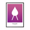  Drop Design Icon Poster Black Lacquered Wood Frame A5 Purple