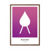  Drop Design Icon Poster Dark Wood Frame A5 Purple