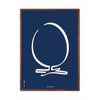  Egg Line Poster Dark Wood Frame A5 Blue Background