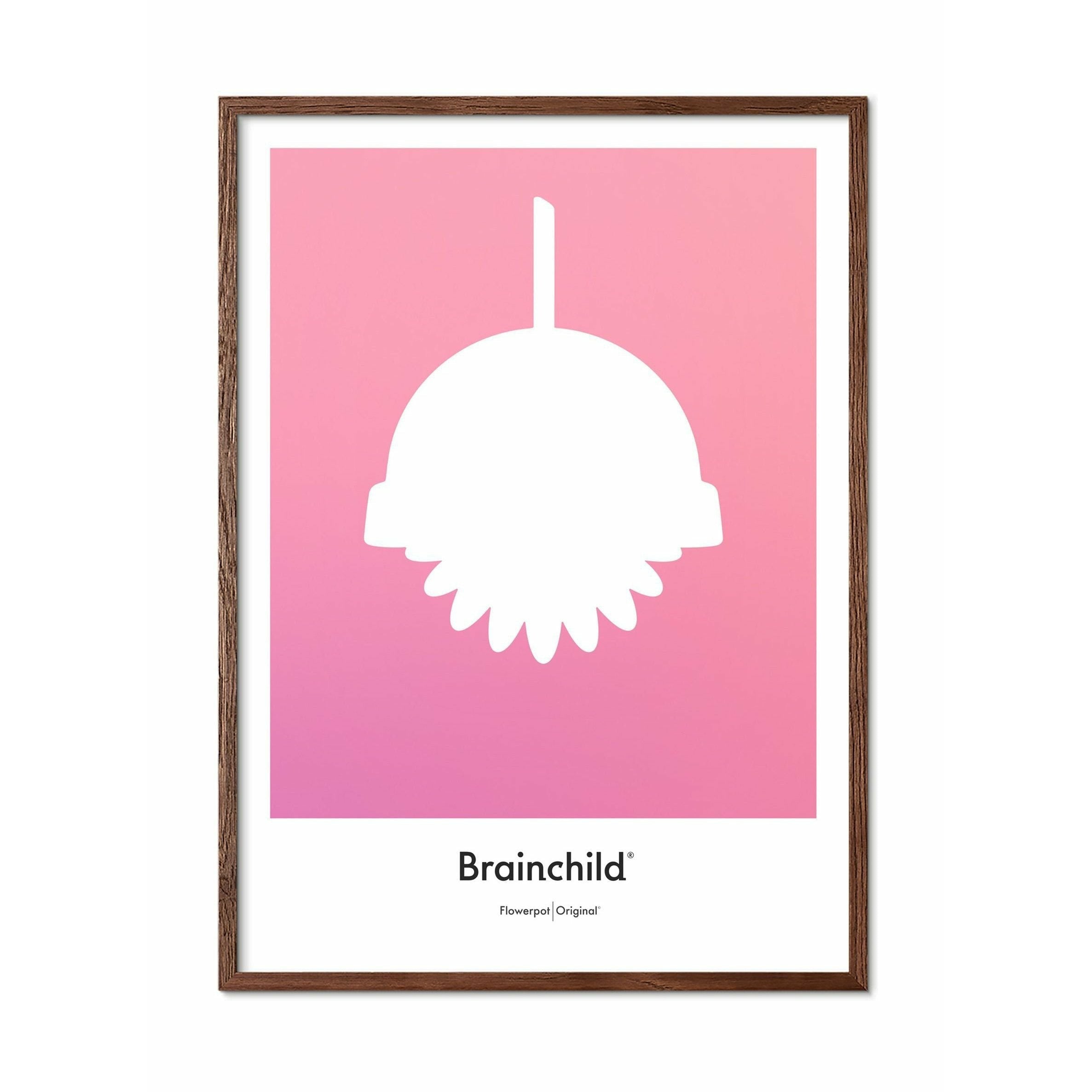 [product_category]-Brainchild Flowerpot Design Icon Poster, Frame Made Of Dark Wood 70 X100 Cm, Pink-Brainchild-IF-81004-B-BRA-1