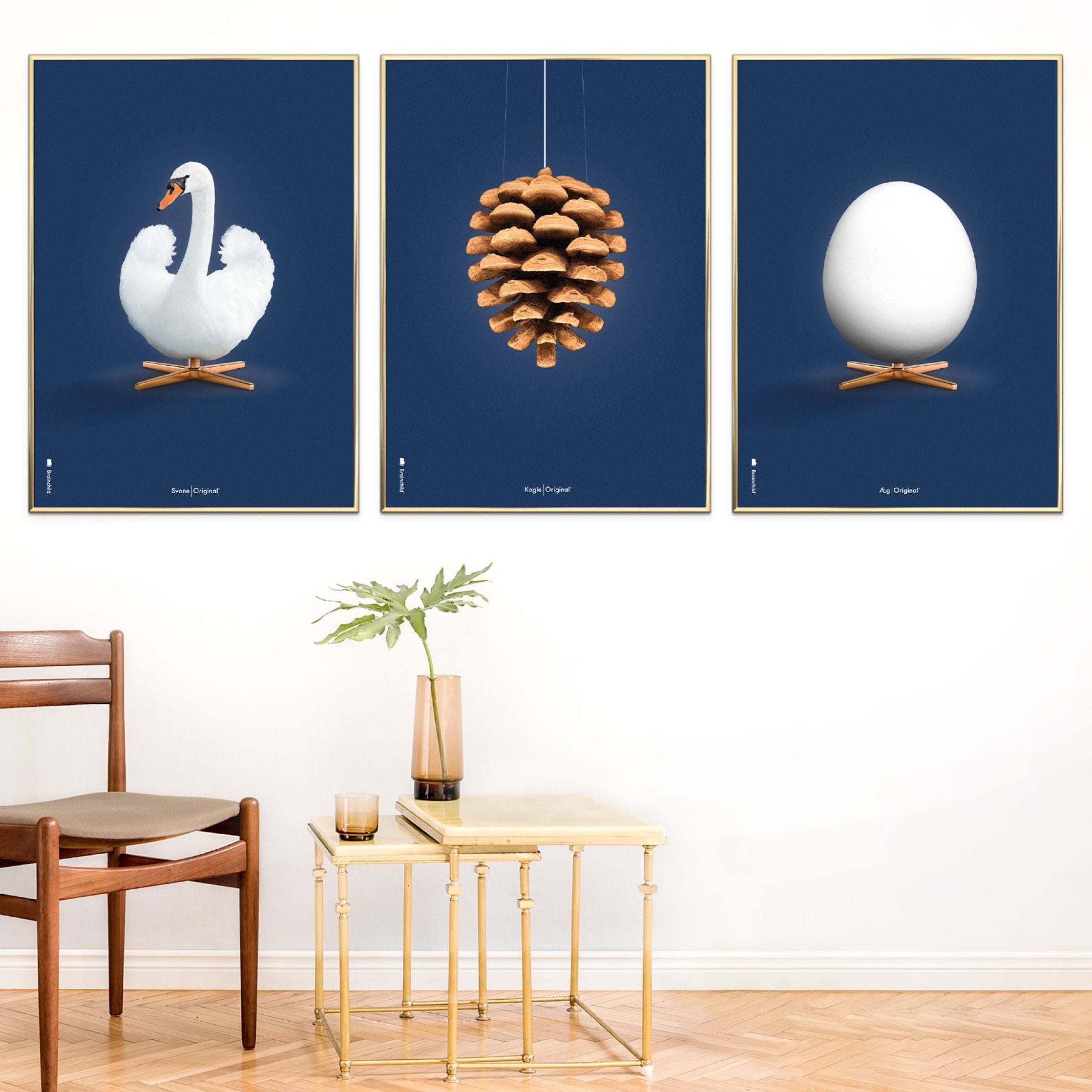 [product_category]-Brainchild Pine Cone Classic Poster, Frame In Black Lacquered Wood A5, Dark Blue Background-Brainchild-26001-C-BRA-6