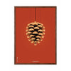  Pine Cone Classic Poster Frame Made Of Dark Wood 30x40 Cm Red Background