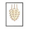  Pine Cone Line Poster Frame In Black Lacquered Wood 30x40 Cm White Background