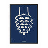  Pine Cone Line Poster Frame In Black Lacquered Wood 70x100 Cm Blue Background