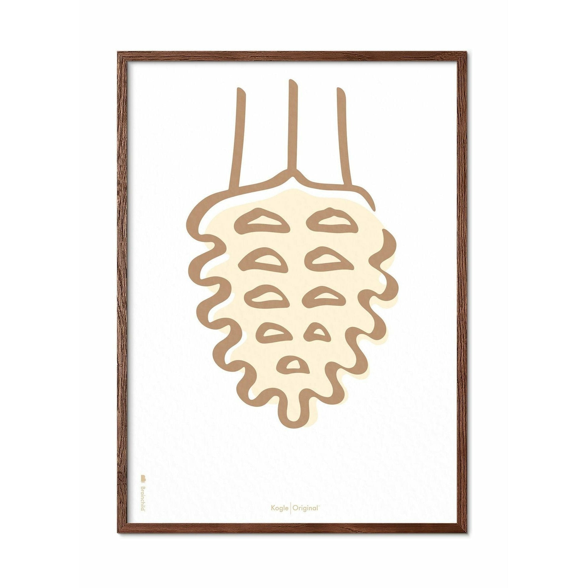 [product_category]-Brainchild Pine Cone Line Poster, Frame Made Of Dark Wood 30x40 Cm, White Background-Brainchild-SH-21002-B-BRA-1