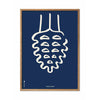  Pine Cone Line Poster Frame Made Of Light Wood 30x40 Cm Blue Background