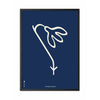  Snowdrop Line Poster Frame In Black Lacquered Wood 30x40 Cm Blue Background