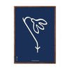  Snowdrop Line Poster Frame Made Of Dark Wood 50x70 Cm Blue Background