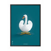  Swan Classic Poster Black Lacquered Wood Frame A5 Petroleum Blue Background