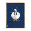  Swan Classic Poster Dark Wood Frame 70x100 Cm Dark Blue Background