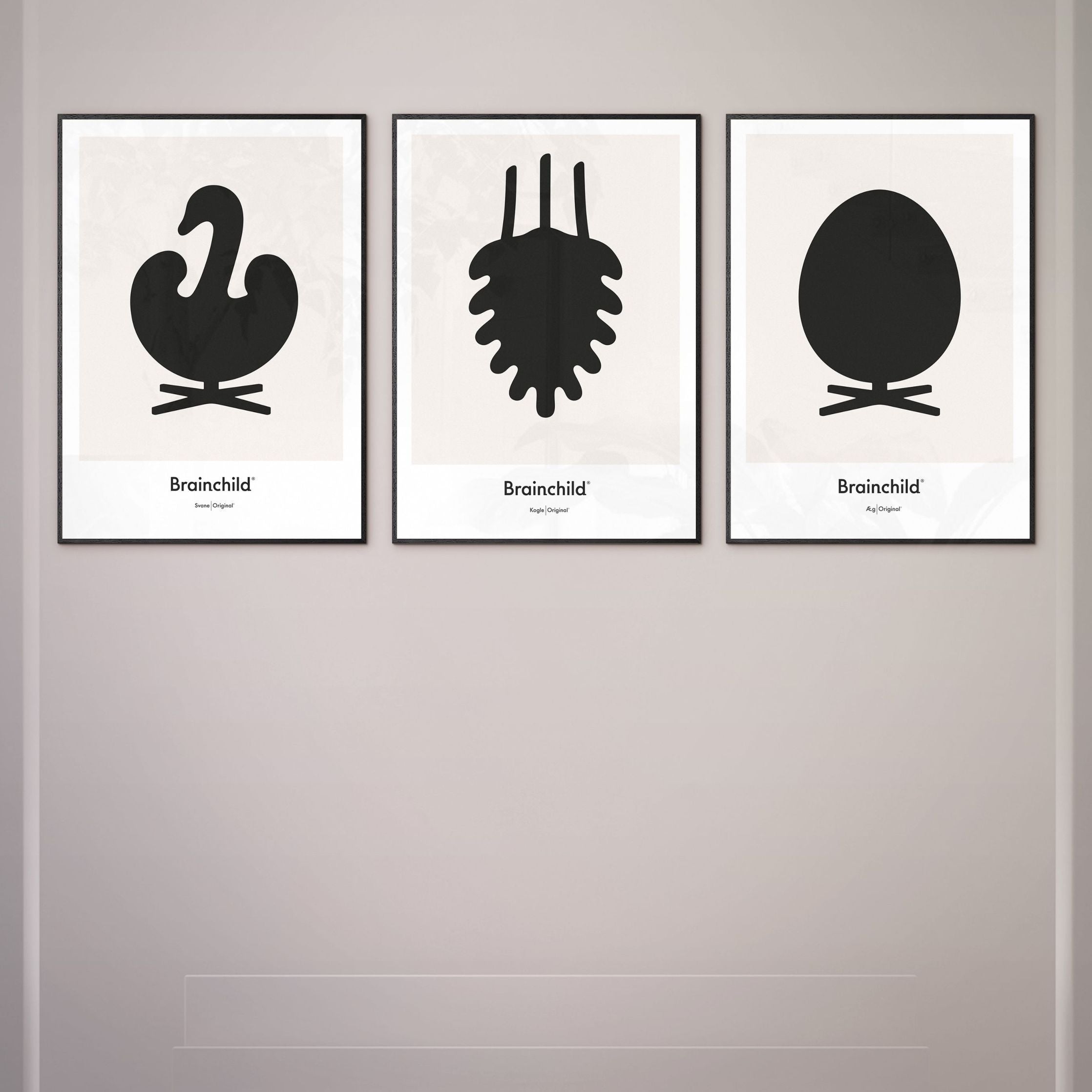 [product_category]-Brainchild Swan Design Icon Poster, Brass Frame A5, Grey-Brainchild-IG-31001-D-BRA-3