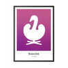  Swan Design Icon Poster Frame Made Of Black Lacquered Wood 30x40 Cm Purple