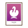  Swan Design Icon Poster Frame Made Of Dark Wood 70 X100 Cm Purple