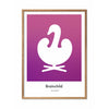  Swan Design Icon Poster Light Wood Frame A5 Purple