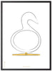 Brainchild Swan Design Sketch Poster Frame Made Of Black Lacquered Wood A5, White Background