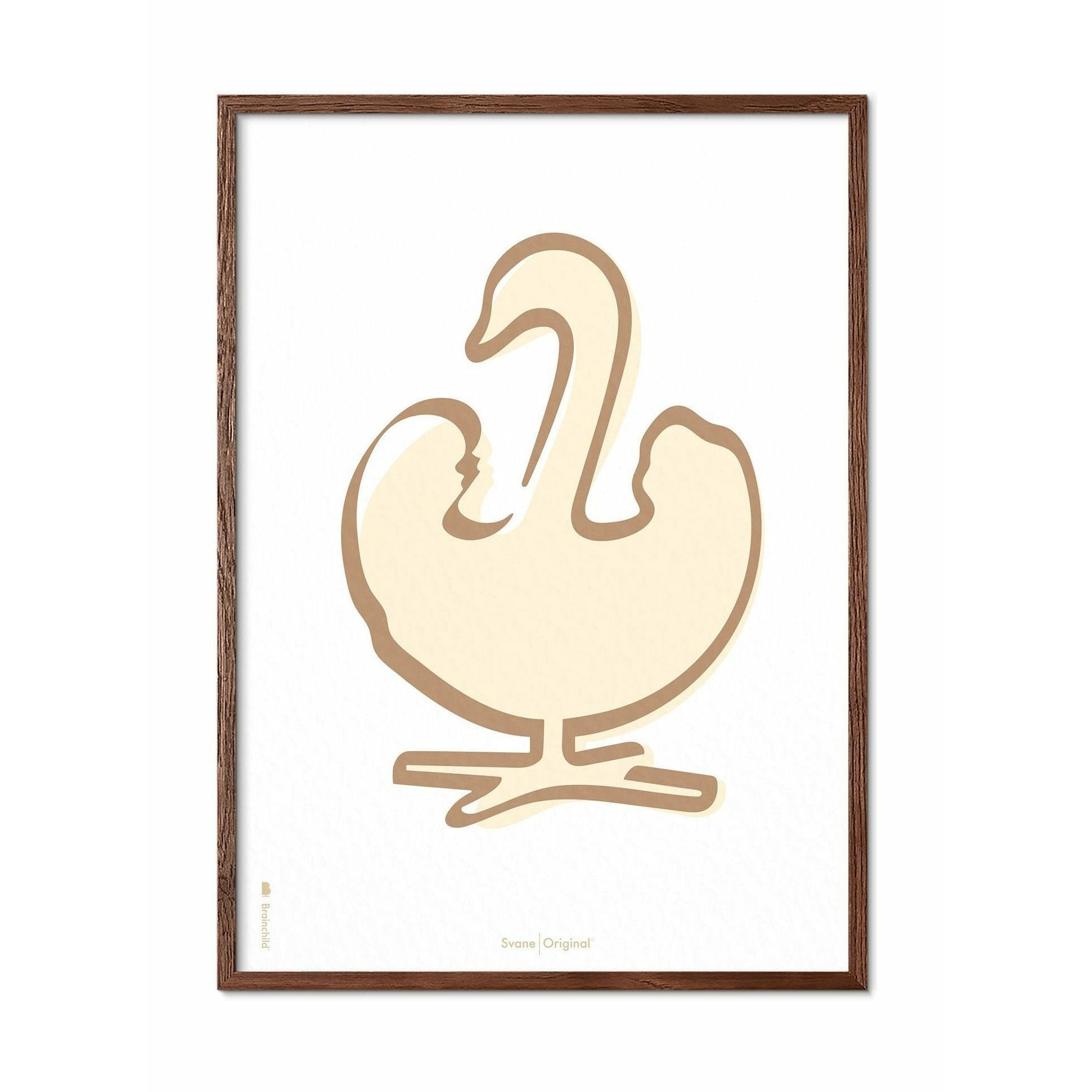 [product_category]-Brainchild Swan Line Poster, Dark Wood Frame A5, White Background-Brainchild-SH-31001-B-BRA-1