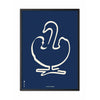  Swan Line Poster Frame Made Of Black Lacquered Wood 30x40 Cm Blue Background