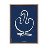  Swan Line Poster Frame Made Of Light Wood 30 X40 Cm Blue Background