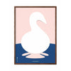  Swan Paper Clip Poster Dark Wood Frame A5 Pink Background