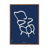  Teddy Bear Line Poster Frame Made Of Dark Wood 70x100 Cm Blue Background