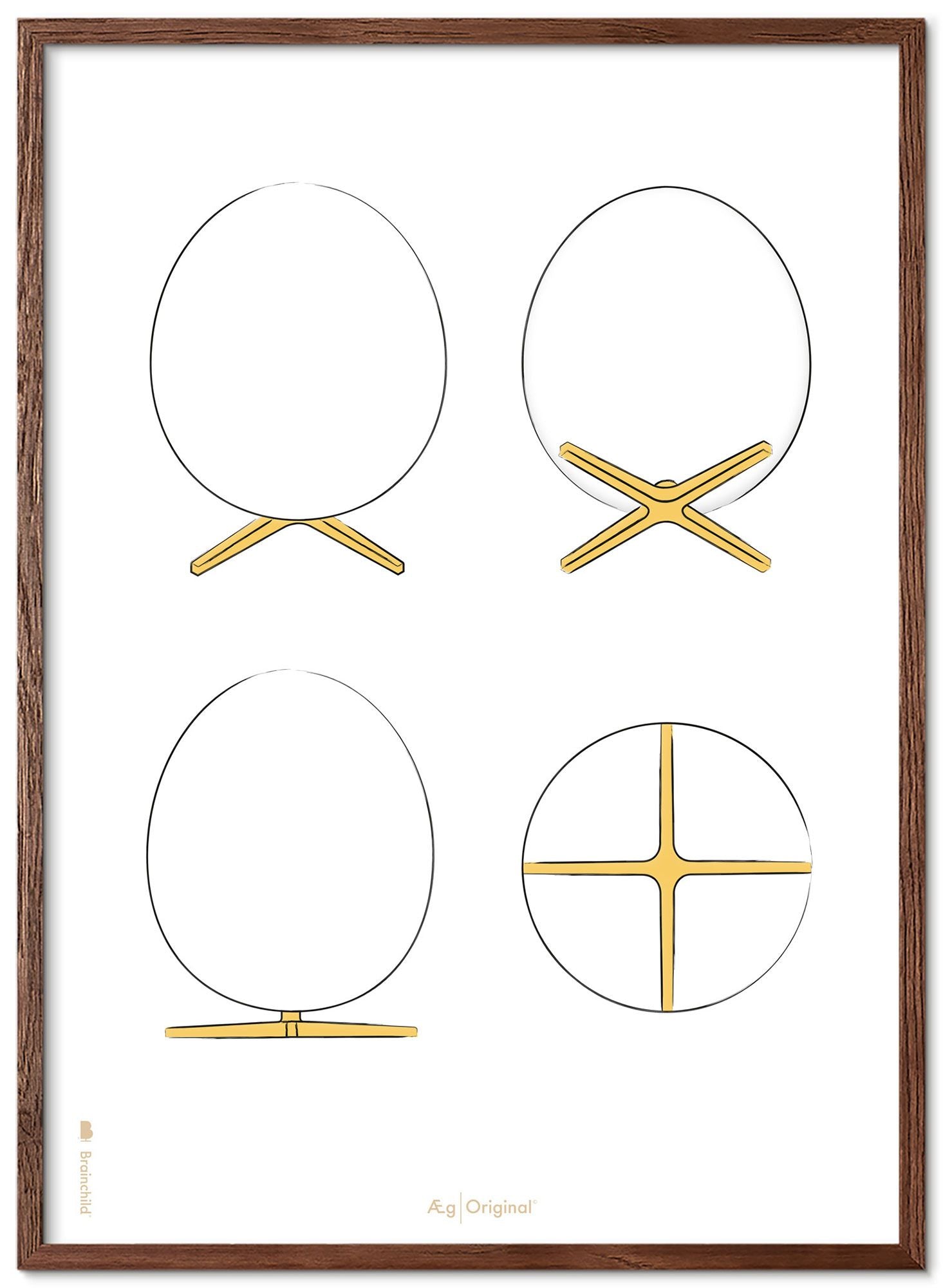 Brainchild The Egg Design Sketches posterframe gemaakt van donker hout, 50x70 cm, witte achtergrond