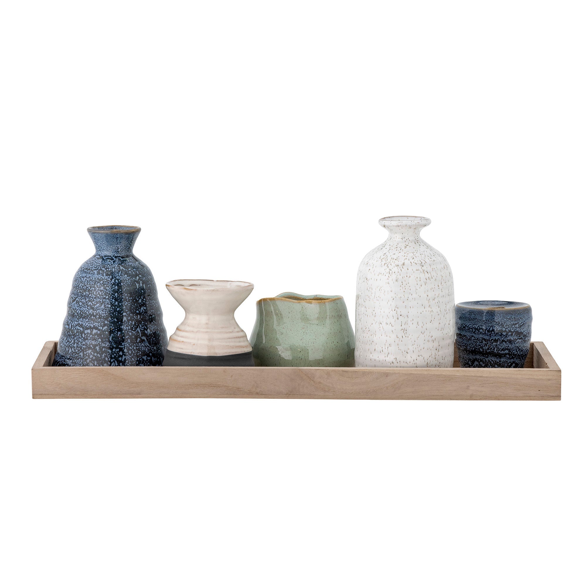 Bloomingville Longo Tray w/Votive, Blue, Stoneware