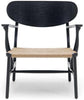  Ch22 Lounge Chair Black Oak/Natural Wicker