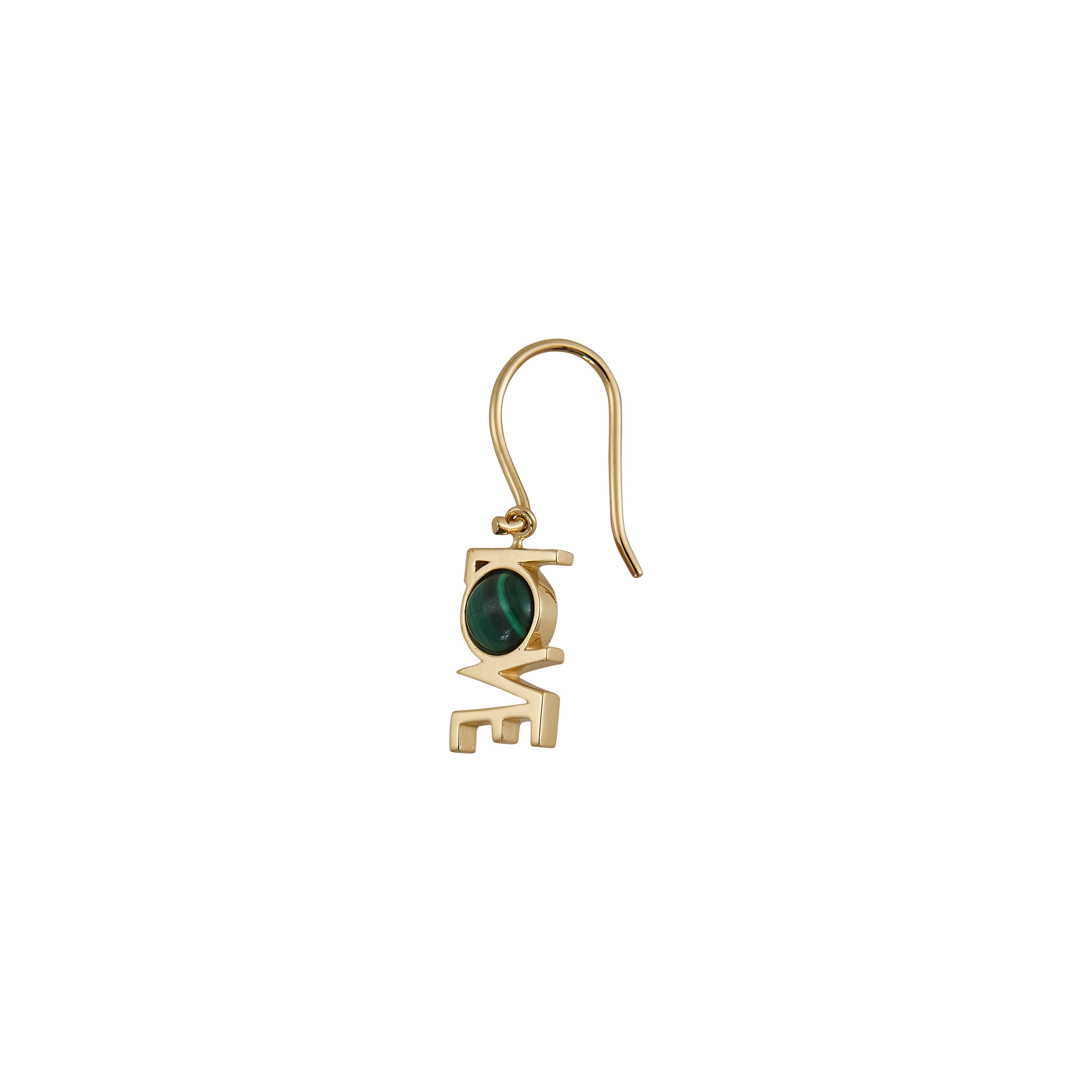 [product_category]-Design Letters Great Love Earrings 1 P Cs 18k Gold Plated, Malachite Green-Design Letters-5710498190583-90402006MALACHITE-DES-1