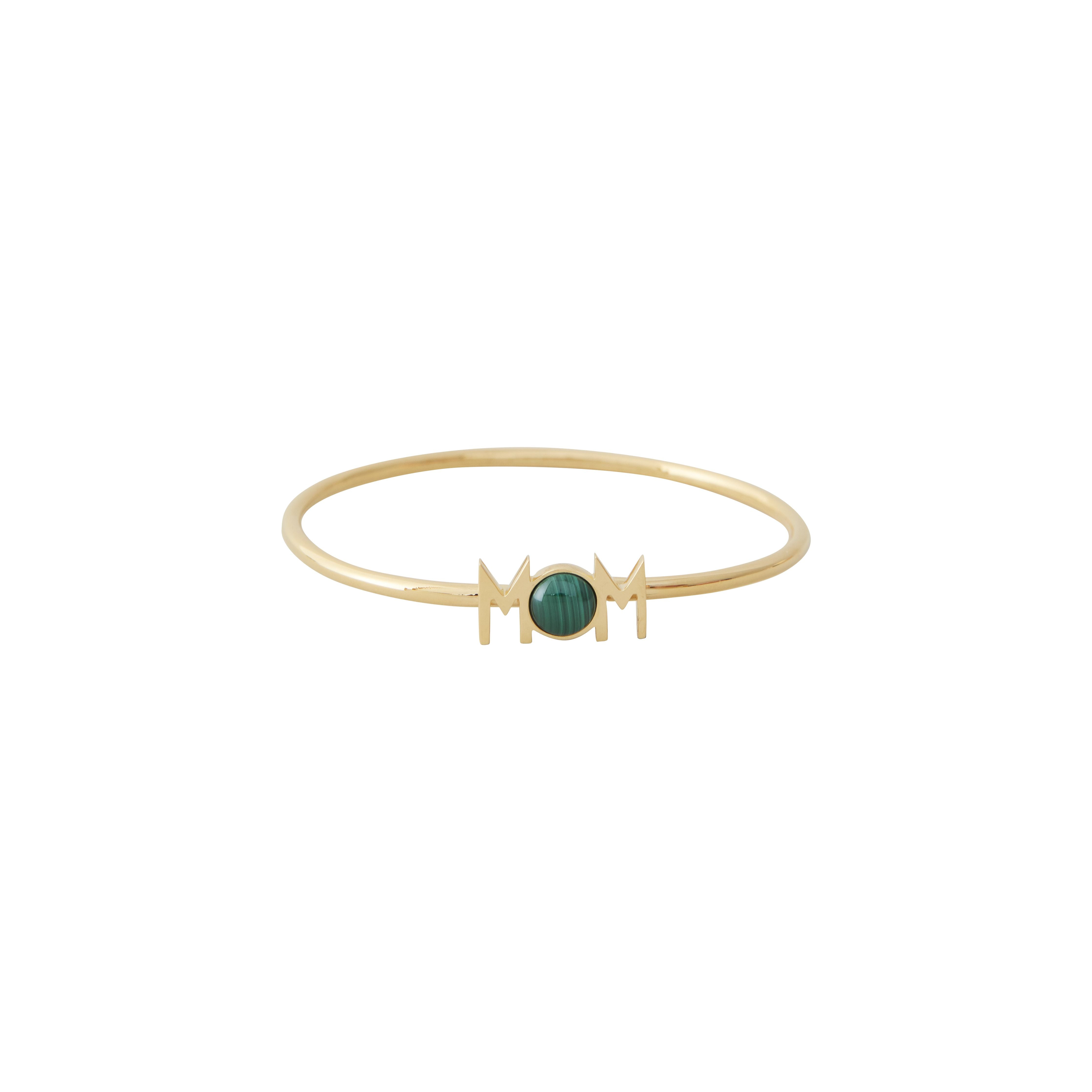 [product_category]-Design Letters Great Mom Bangle 18k Gold Plated, Malachite Green-Design Letters-5710498190620-90502005MALACHITE-DES-1